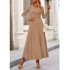 imagePRETTYGARDEN Women Fall Spring 2 Piece Outfits Dressy Casual Ribbed Knit Long Sleeve Crop Top Maxi Flowy Skirts Matching SetsCamel