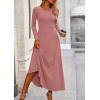 imagePRETTYGARDEN Women Fall Spring 2 Piece Outfits Dressy Casual Ribbed Knit Long Sleeve Crop Top Maxi Flowy Skirts Matching SetsDusty Pink