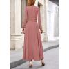 imagePRETTYGARDEN Women Fall Spring 2 Piece Outfits Dressy Casual Ribbed Knit Long Sleeve Crop Top Maxi Flowy Skirts Matching SetsDusty Pink