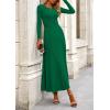 imagePRETTYGARDEN Women Fall Spring 2 Piece Outfits Dressy Casual Ribbed Knit Long Sleeve Crop Top Maxi Flowy Skirts Matching SetsGreen