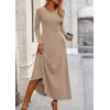 imagePRETTYGARDEN Women Fall Spring 2 Piece Outfits Dressy Casual Ribbed Knit Long Sleeve Crop Top Maxi Flowy Skirts Matching SetsKhaki