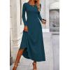 imagePRETTYGARDEN Women Fall Spring 2 Piece Outfits Dressy Casual Ribbed Knit Long Sleeve Crop Top Maxi Flowy Skirts Matching SetsLake Blue