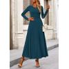 imagePRETTYGARDEN Women Fall Spring 2 Piece Outfits Dressy Casual Ribbed Knit Long Sleeve Crop Top Maxi Flowy Skirts Matching SetsLake Blue
