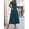imagePRETTYGARDEN Women Fall Spring 2 Piece Outfits Dressy Casual Ribbed Knit Long Sleeve Crop Top Maxi Flowy Skirts Matching SetsLake Blue