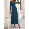imagePRETTYGARDEN Women Fall Spring 2 Piece Outfits Dressy Casual Ribbed Knit Long Sleeve Crop Top Maxi Flowy Skirts Matching SetsLake Blue