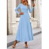 imagePRETTYGARDEN Women Fall Spring 2 Piece Outfits Dressy Casual Ribbed Knit Long Sleeve Crop Top Maxi Flowy Skirts Matching SetsLight Blue