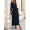imagePRETTYGARDEN Women Fall Spring 2 Piece Outfits Dressy Casual Ribbed Knit Long Sleeve Crop Top Maxi Flowy Skirts Matching SetsNavy