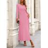 imagePRETTYGARDEN Women Fall Spring 2 Piece Outfits Dressy Casual Ribbed Knit Long Sleeve Crop Top Maxi Flowy Skirts Matching SetsPink