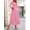 imagePRETTYGARDEN Women Fall Spring 2 Piece Outfits Dressy Casual Ribbed Knit Long Sleeve Crop Top Maxi Flowy Skirts Matching SetsPink