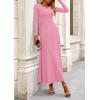 imagePRETTYGARDEN Women Fall Spring 2 Piece Outfits Dressy Casual Ribbed Knit Long Sleeve Crop Top Maxi Flowy Skirts Matching SetsPink