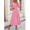 imagePRETTYGARDEN Women Fall Spring 2 Piece Outfits Dressy Casual Ribbed Knit Long Sleeve Crop Top Maxi Flowy Skirts Matching SetsPink