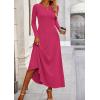 imagePRETTYGARDEN Women Fall Spring 2 Piece Outfits Dressy Casual Ribbed Knit Long Sleeve Crop Top Maxi Flowy Skirts Matching SetsRose Red