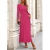 imagePRETTYGARDEN Women Fall Spring 2 Piece Outfits Dressy Casual Ribbed Knit Long Sleeve Crop Top Maxi Flowy Skirts Matching SetsRose Red
