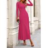 imagePRETTYGARDEN Women Fall Spring 2 Piece Outfits Dressy Casual Ribbed Knit Long Sleeve Crop Top Maxi Flowy Skirts Matching SetsRose Red