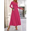 imagePRETTYGARDEN Women Fall Spring 2 Piece Outfits Dressy Casual Ribbed Knit Long Sleeve Crop Top Maxi Flowy Skirts Matching SetsRose Red