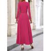 imagePRETTYGARDEN Women Fall Spring 2 Piece Outfits Dressy Casual Ribbed Knit Long Sleeve Crop Top Maxi Flowy Skirts Matching SetsRose Red