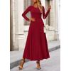 imagePRETTYGARDEN Women Fall Spring 2 Piece Outfits Dressy Casual Ribbed Knit Long Sleeve Crop Top Maxi Flowy Skirts Matching SetsWine Red