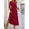 imagePRETTYGARDEN Women Fall Spring 2 Piece Outfits Dressy Casual Ribbed Knit Long Sleeve Crop Top Maxi Flowy Skirts Matching SetsWine Red