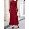 imagePRETTYGARDEN Women Fall Spring 2 Piece Outfits Dressy Casual Ribbed Knit Long Sleeve Crop Top Maxi Flowy Skirts Matching SetsWine Red