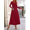 imagePRETTYGARDEN Women Fall Spring 2 Piece Outfits Dressy Casual Ribbed Knit Long Sleeve Crop Top Maxi Flowy Skirts Matching SetsWine Red