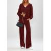 imagePRETTYGARDEN Womens 2 Piece Fall Lounge Sets 2025 Zip Up Hoodie Wide Leg Pants Tracksuit Matching Travel Outfits ClothesBurgundy