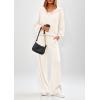 imagePRETTYGARDEN Womens 2 Piece Fall Lounge Sets 2025 Zip Up Hoodie Wide Leg Pants Tracksuit Matching Travel Outfits ClothesWhite