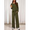 imagePRETTYGARDEN Womens 2 Piece Lounge Fall Sets 2025 Casual Long Sleeve Pajamas Comfy Pants Matching Travel Outfits ClothesArmy Green