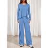 imagePRETTYGARDEN Womens 2 Piece Lounge Fall Sets 2025 Casual Long Sleeve Pajamas Comfy Pants Matching Travel Outfits ClothesBlue