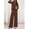imagePRETTYGARDEN Womens 2 Piece Lounge Fall Sets 2025 Casual Long Sleeve Pajamas Comfy Pants Matching Travel Outfits ClothesBrown