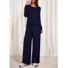 imagePRETTYGARDEN Womens 2 Piece Lounge Fall Sets 2025 Casual Long Sleeve Pajamas Comfy Pants Matching Travel Outfits ClothesNavy Blue