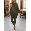imagePRETTYGARDEN Womens 2 Piece Outfits 2025 Fall Casual Long Sleeve Tunic Tops Legging Pants Matching Lounge Sets SweatsuitsArmy Green