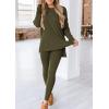 imagePRETTYGARDEN Womens 2 Piece Outfits 2025 Fall Casual Long Sleeve Tunic Tops Legging Pants Matching Lounge Sets SweatsuitsArmy Green