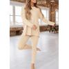 imagePRETTYGARDEN Womens 2 Piece Outfits 2025 Fall Casual Long Sleeve Tunic Tops Legging Pants Matching Lounge Sets SweatsuitsBeige
