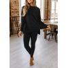 imagePRETTYGARDEN Womens 2 Piece Outfits 2025 Fall Casual Long Sleeve Tunic Tops Legging Pants Matching Lounge Sets SweatsuitsBlack