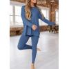 imagePRETTYGARDEN Womens 2 Piece Outfits 2025 Fall Casual Long Sleeve Tunic Tops Legging Pants Matching Lounge Sets SweatsuitsBlue