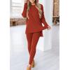 imagePRETTYGARDEN Womens 2 Piece Outfits 2025 Fall Casual Long Sleeve Tunic Tops Legging Pants Matching Lounge Sets SweatsuitsBrick Red