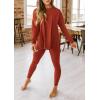 imagePRETTYGARDEN Womens 2 Piece Outfits 2025 Fall Casual Long Sleeve Tunic Tops Legging Pants Matching Lounge Sets SweatsuitsBrick Red