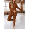 imagePRETTYGARDEN Womens 2 Piece Outfits 2025 Fall Casual Long Sleeve Tunic Tops Legging Pants Matching Lounge Sets SweatsuitsCaramel