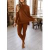imagePRETTYGARDEN Womens 2 Piece Outfits 2025 Fall Casual Long Sleeve Tunic Tops Legging Pants Matching Lounge Sets SweatsuitsCaramel