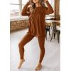 imagePRETTYGARDEN Womens 2 Piece Outfits 2025 Fall Casual Long Sleeve Tunic Tops Legging Pants Matching Lounge Sets SweatsuitsCaramel