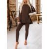 imagePRETTYGARDEN Womens 2 Piece Outfits 2025 Fall Casual Long Sleeve Tunic Tops Legging Pants Matching Lounge Sets SweatsuitsCoffee
