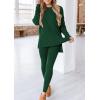 imagePRETTYGARDEN Womens 2 Piece Outfits 2025 Fall Casual Long Sleeve Tunic Tops Legging Pants Matching Lounge Sets SweatsuitsDark Green