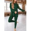 imagePRETTYGARDEN Womens 2 Piece Outfits 2025 Fall Casual Long Sleeve Tunic Tops Legging Pants Matching Lounge Sets SweatsuitsDark Green