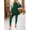 imagePRETTYGARDEN Womens 2 Piece Outfits 2025 Fall Casual Long Sleeve Tunic Tops Legging Pants Matching Lounge Sets SweatsuitsDark Green