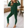 imagePRETTYGARDEN Womens 2 Piece Outfits 2025 Fall Casual Long Sleeve Tunic Tops Legging Pants Matching Lounge Sets SweatsuitsDark Green