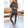 imagePRETTYGARDEN Womens 2 Piece Outfits 2025 Fall Casual Long Sleeve Tunic Tops Legging Pants Matching Lounge Sets SweatsuitsDark Grey