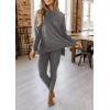 imagePRETTYGARDEN Womens 2 Piece Outfits 2025 Fall Casual Long Sleeve Tunic Tops Legging Pants Matching Lounge Sets SweatsuitsDark Grey