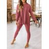 imagePRETTYGARDEN Womens 2 Piece Outfits 2025 Fall Casual Long Sleeve Tunic Tops Legging Pants Matching Lounge Sets SweatsuitsDusty Pink