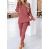 imagePRETTYGARDEN Womens 2 Piece Outfits 2025 Fall Casual Long Sleeve Tunic Tops Legging Pants Matching Lounge Sets SweatsuitsDusty Pink