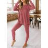 imagePRETTYGARDEN Womens 2 Piece Outfits 2025 Fall Casual Long Sleeve Tunic Tops Legging Pants Matching Lounge Sets SweatsuitsDusty Pink